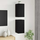 Væg TV Skab 2 pcs Sort eg 30,5 x 30 x 60 cm Konstrueret træ