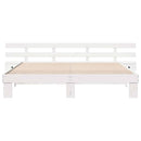 Sengestel med hovedgærde Hvid 200 x 200 cm Massiv fyrretræ