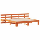 Sengestel med hovedgærde Brun 200 x 200 cm Massiv fyrretræ