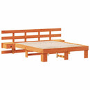 Sengestel med hovedgærde Brun 150 x 200 cm Massiv fyrretræ
