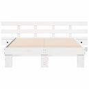 Sengestel med hovedgærde Hvid 120 x 200 cm Massiv fyrretræ