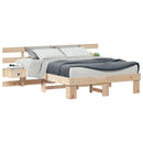 Sengestel med hovedgærde Brun 135 x 190 cm Massiv fyrretræ