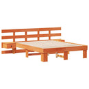 Sengestel med hovedgærde Brun 135 x 190 cm Massiv fyrretræ