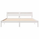 Sengestel med hovedgærde Hvid 200 x 200 cm Massiv fyrretræ