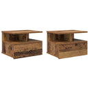 Flydende Natbord med skuffe 2 pcs Gammelt træ 40 x 31 x 28 cm
