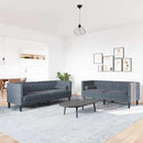 Stue Sofa 2 pcs Mørkegrå 194 x 74,5 x 70,5 cm Fløjl