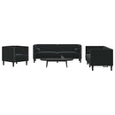 Stue Sofa 3 pcs Sort 194 x 74,5 x 70,5 cm Fløjl