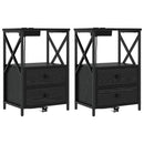 Natskab 2 pcs Sort eg 40 x 31 x 60 cm Konstrueret træ