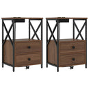 Natskab 2 pcs Brun eg 40 x 31 x 60 cm Konstrueret træ