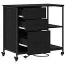 Skab med Opladningsstation med hjul Sort eg 76 x 41 x 72 cm