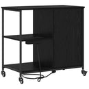 Skab med Opladningsstation med hjul Sort eg 76 x 41 x 72 cm
