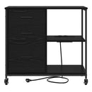 Skab med Opladningsstation med hjul Sort eg 76 x 41 x 72 cm