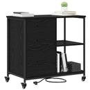 Skab med Opladningsstation med hjul Sort eg 76 x 41 x 72 cm