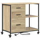 Skab med Opladningsstation med hjul Sonoma eg 76 x 41 x 72 cm