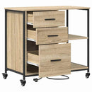 Skab med Opladningsstation med hjul Sonoma eg 76 x 41 x 72 cm
