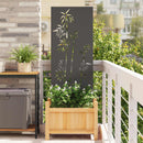 Have privatliv skærm Blomstret Sort 50 x 140 cm Koldvalset stål
