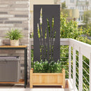 Have privatliv skærm Blomstret Sort 50 x 140 cm Koldvalset stål