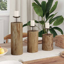 Lysestage 3 pcs Naturfarvet Massivt teaktræ
