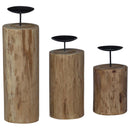 Lysestage 3 pcs Naturfarvet Massivt teaktræ