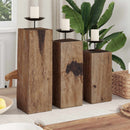 Lysestage 3 pcs Naturfarvet Massivt genbrugstræ