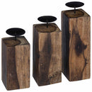 Lysestage 3 pcs Naturfarvet Massivt genbrugstræ