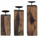 Lysestage 3 pcs Naturfarvet Massivt genbrugstræ