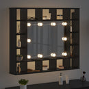 Spejlskab med hylde Sort eg 91 x 15 x 76,5 cm Konstrueret træ