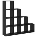 Rumdivider boghylde 10 niveauer 131,5 x 29 x 131,5 cm Sort eg