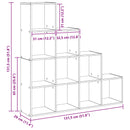 Rumdivider boghylde 10 niveauer 131,5 x 29 x 131,5 cm Sort eg
