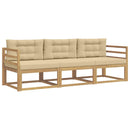 Udendørs sofagruppe med pude 3 pcs Hvid og Beige Polyester
