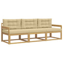 Udendørs sofagruppe med pude 3 pcs Hvid og Beige Polyester
