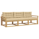 Udendørs sofagruppe med pude 3 pcs Hvid og Beige Polyester