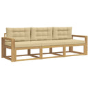 Udendørs sofagruppe med pude 3 pcs Hvid og Beige Polyester