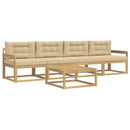 Udendørs sofagruppe med pude 4 pcs Hvid og Beige