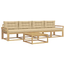 Udendørs sofagruppe med pude 4 pcs Hvid og Beige
