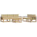 Udendørs sofagruppe med pude 6 pcs Hvid og Beige