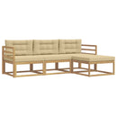 Udendørs sofagruppe 4 stk. Hvid og Beige Polyester