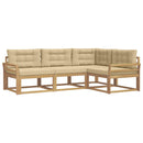 Udendørs sofagruppe med pude 3 pcs Hvid og Beige Polyester