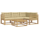 Udendørs sofagruppe 5 stk. Hvid og Beige Polyester
