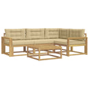 Udendørs sofagruppe 5 stk. Hvid og Beige Polyester