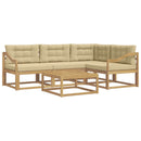 Udendørs sofagruppe 5 stk. Hvid og Beige Polyester