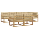 Udendørs sofagruppe 6 stk. Hvid og Beige Polyester