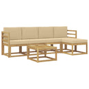 Udendørs sofagruppe med pude 6 pcs Hvid og Beige