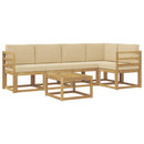 Udendørs sofagruppe 6 pcs Hvid og Beige Massivt Akacietræ