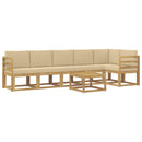 Udendørs sofagruppe med pude 7 pcs Hvid og Beige Polyester