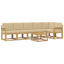 Udendørs sofagruppe med pude 7 pcs Hvid og Beige Polyester