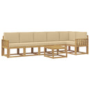 Udendørs sofagruppe med pude 7 pcs Hvid og Beige Polyester