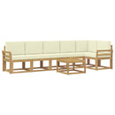Udendørs sofagruppe 7 pcs Hvid og cremefarvet Polyester