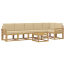 Udendørs sofagruppe med pude 7 pcs Hvid og Beige Polyester
