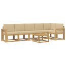 Udendørs sofagruppe med pude 7 pcs Hvid og Beige Polyester